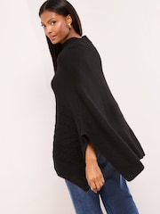 Lipsy Black Cosy Cable Knit Poncho - Image 3 of 4