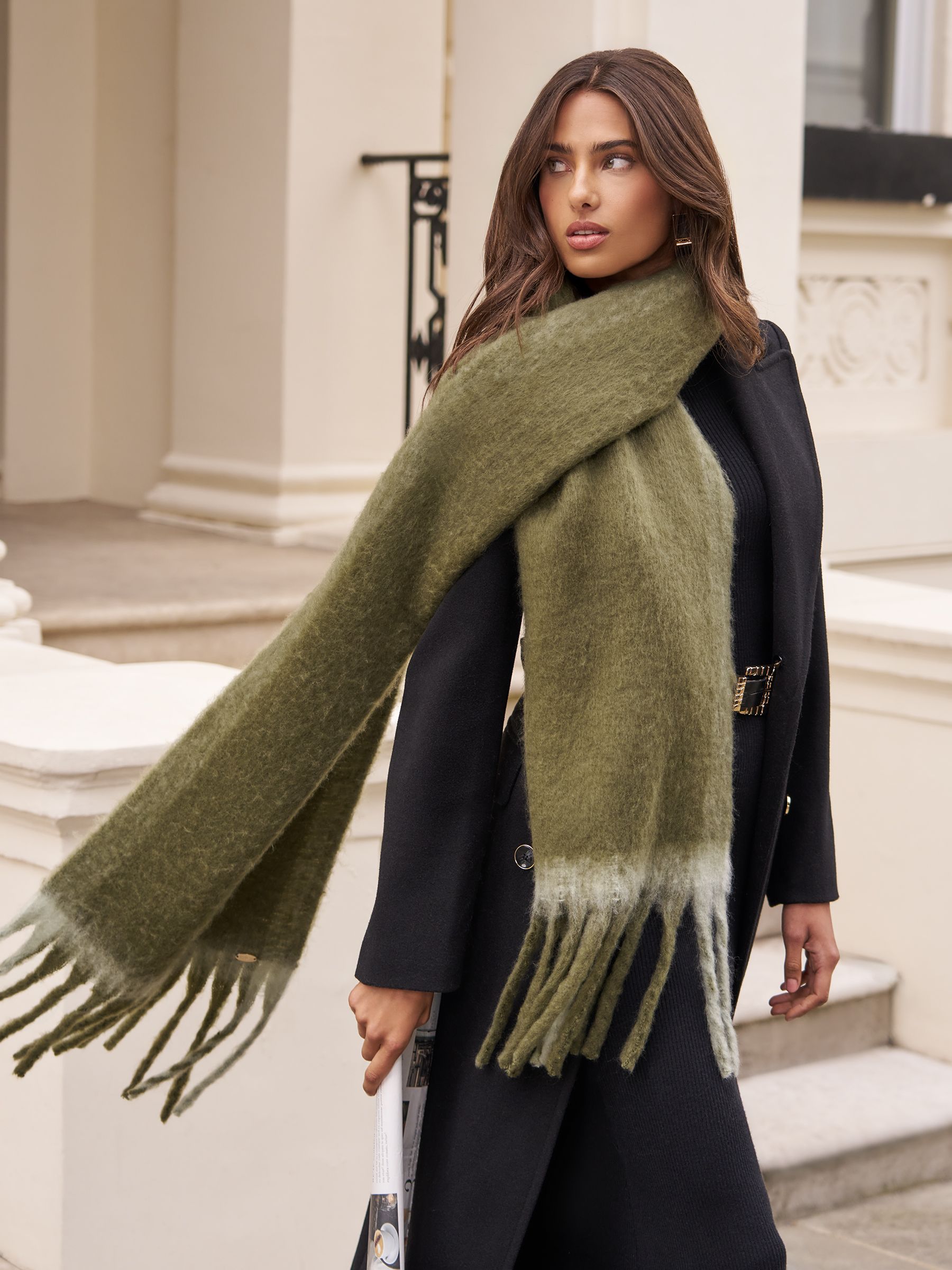 Buy Lipsy Olive Green Cosy Brushed Scarf from Next USA