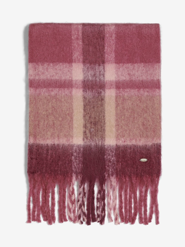 Lipsy Pink Check Cosy Brushed Scarf - Image 1 of 3