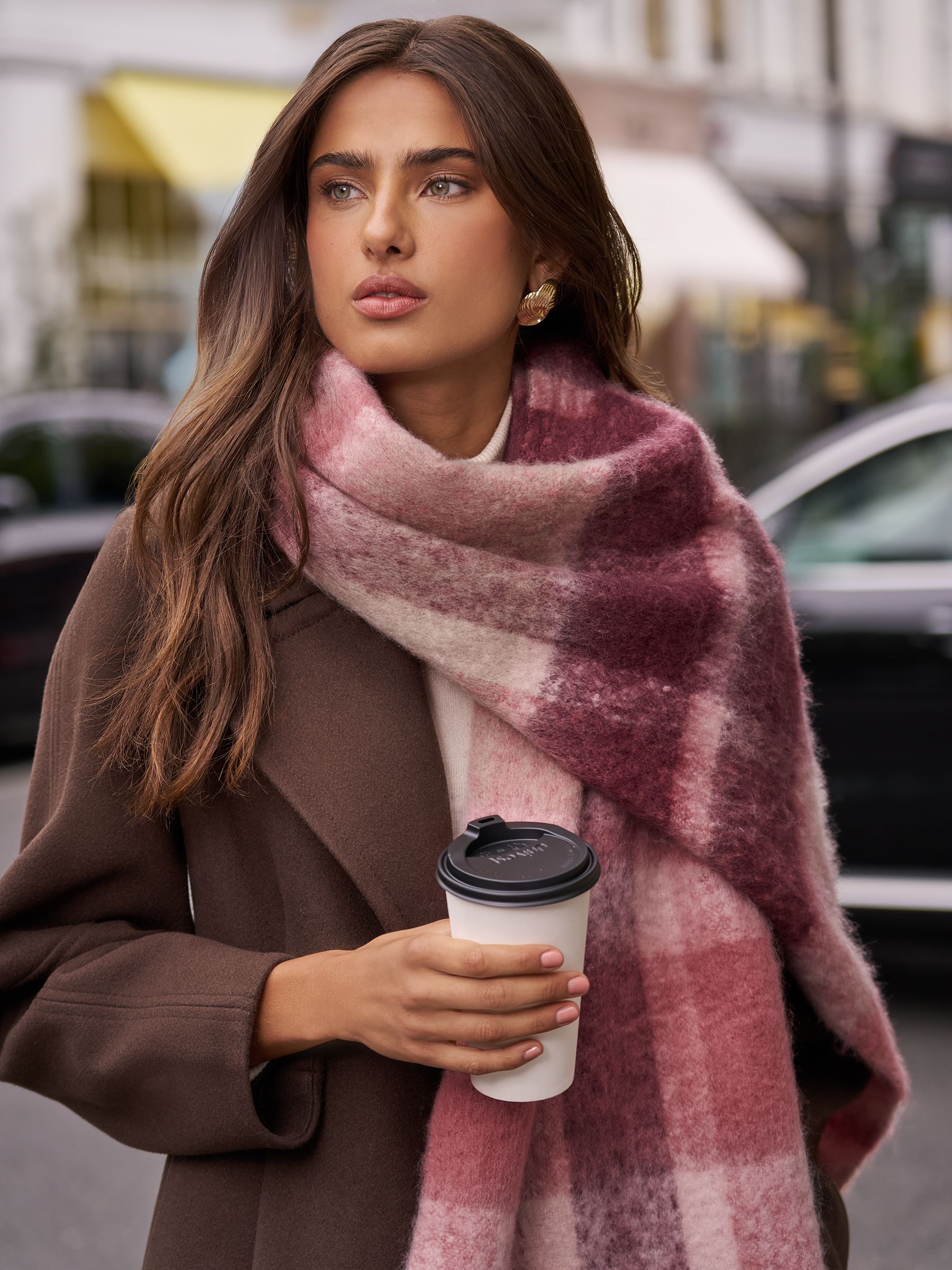 Buy Lipsy Burgundy Check Cosy Brushed Scarf from Next USA
