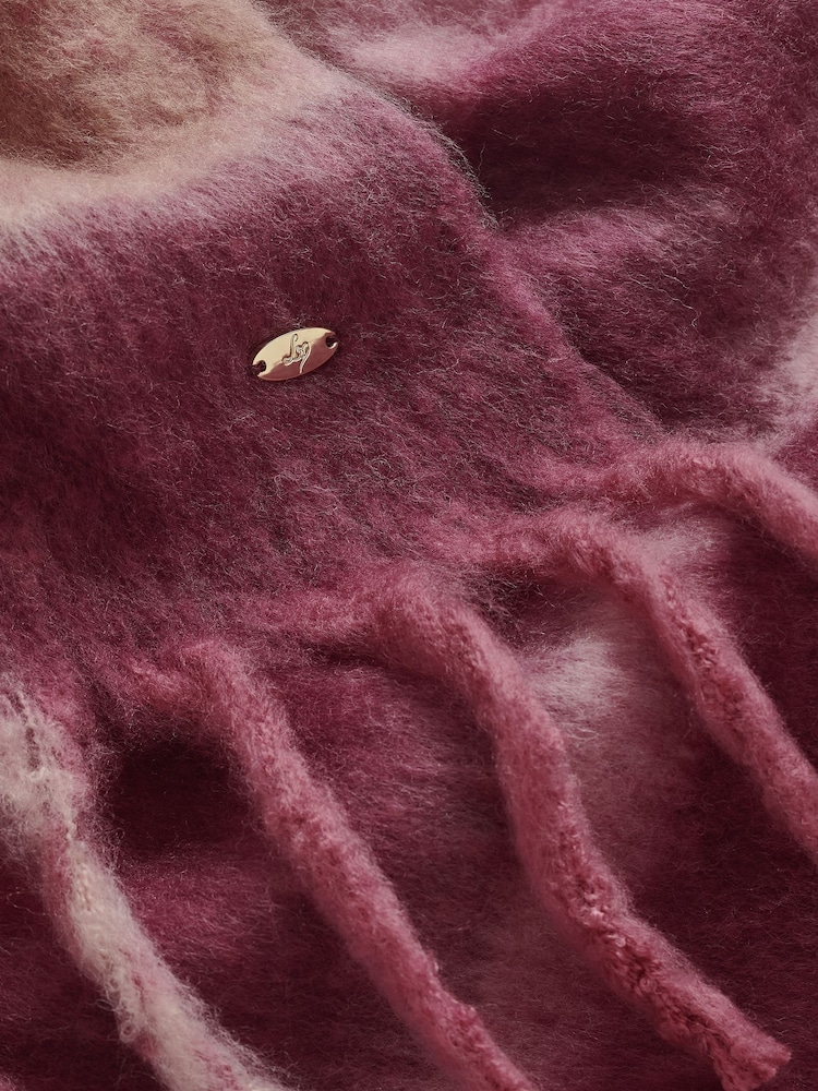 Lipsy Pink Check Cosy Brushed Scarf - Image 3 of 3