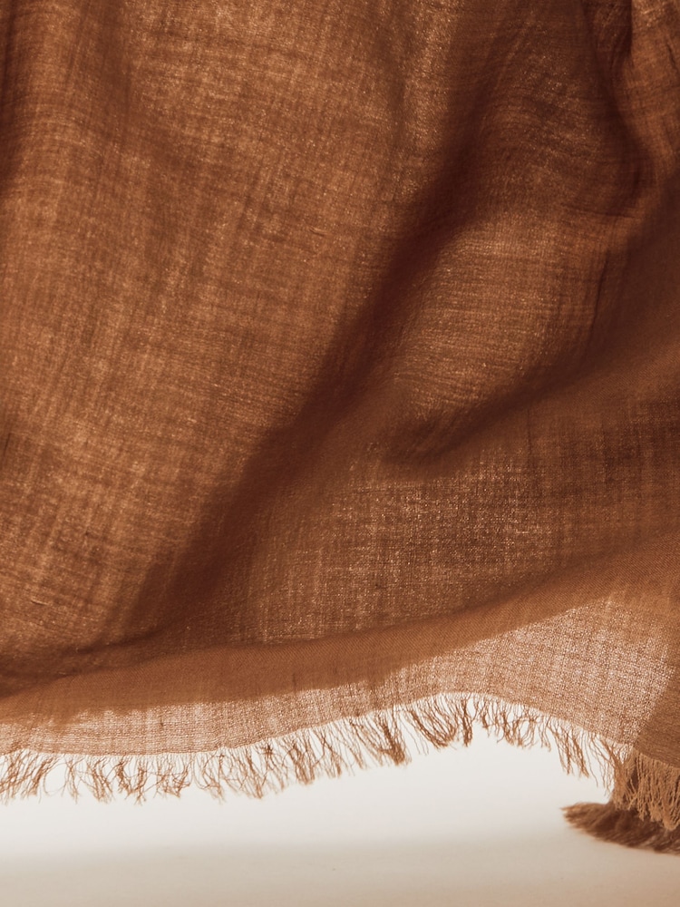 Reiss Camel Heidi Wool-Cashmere Lightweight Scarf - Image 5 of 5 Reiss Camel Heidi Wool-Cashmere Lightweight Scarf - Image 5 of 5