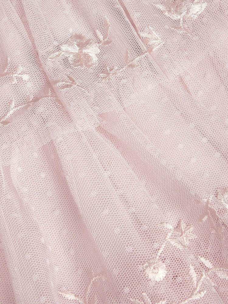 Monsoon Pink Baby Sophie Embroidered Polka Dot Tulle Dress - Image 3 of 3