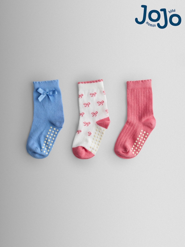 JoJo Maman Bébé Pink Bow 3-Pack Socks - Image 5 of 5