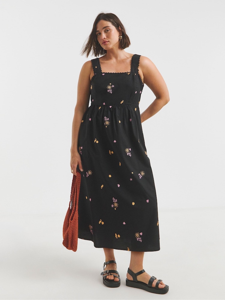 Simply Be 100% Cotton Embroidered Apron Dress With Ric Rac Detailing - Bild 1 von 4