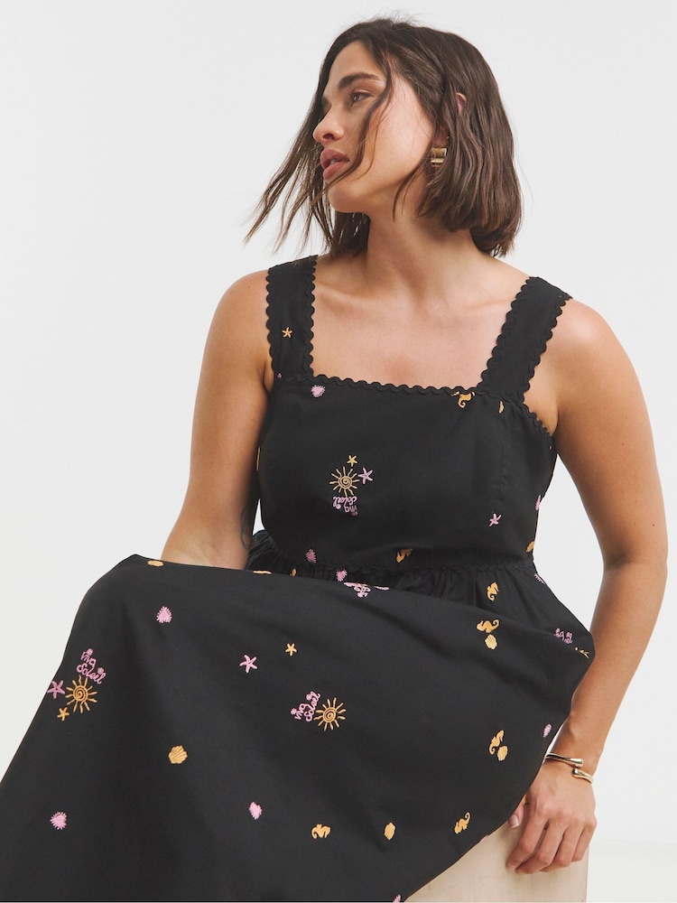Simply Be 100% Cotton Embroidered Apron Dress With Ric Rac Detailing - Bild 4 von 4