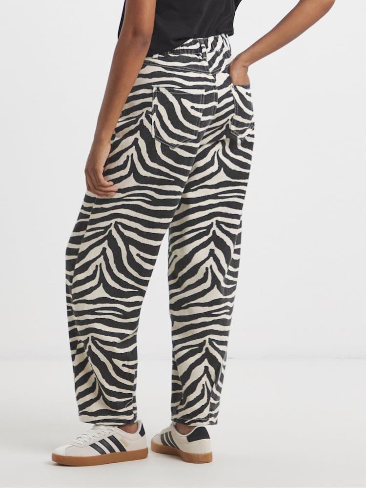 Simply Be Animal Print 100% Cotton Denim Barrel Leg Jeans - Image 2 of 4