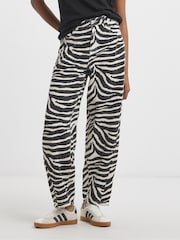 Simply Be Animal Print 100% Cotton Denim Barrel Leg Jeans - Image 4 of 4