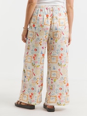 Simply Be Cream Wide Fit Tie Waist Wide Leg Trousers - Image 2 of 5