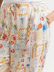 Simply Be Cream Wide Fit Tie Waist Wide Leg Trousers - Image 3 of 5