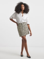 Simply Be Animal Print 100% Cotton Denim Five Pocket Mini Skirt - Image 4 of 4