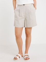Simply Be Natural Pinstripe Tailored Shorts - Image 3 of 4