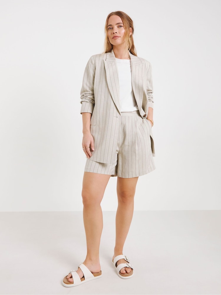Simply Be Natural Pinstripe Tailored Shorts - Image 4 of 4