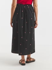 Simply Be Black Embroidered 100% Cotton Poplin Full Midaxi Skirt - Image 2 of 5