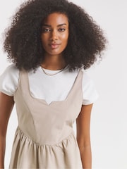 Simply Be Natural 100% Cotton Cargo Notch Neck Apron Midi Dress - Image 4 of 4
