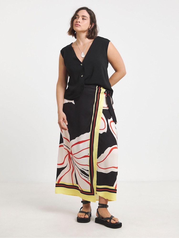 Simply Be Black Knot Detail Midaxi Skirt - Image 4 of 4