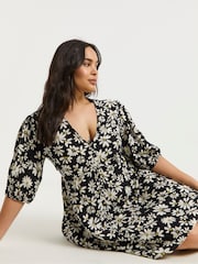 Simply Be Black Button Through Skater Dress - Image 1 of 4
