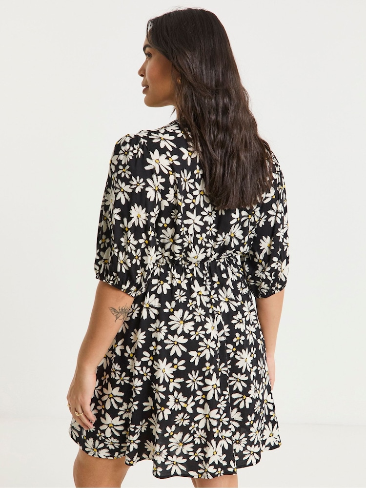 Simply Be Black Button Through Skater Dress - Image 2 of 4