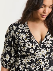Simply Be Black Button Through Skater Dress - Image 3 of 4