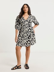 Simply Be Black Button Through Skater Dress - Image 4 of 4