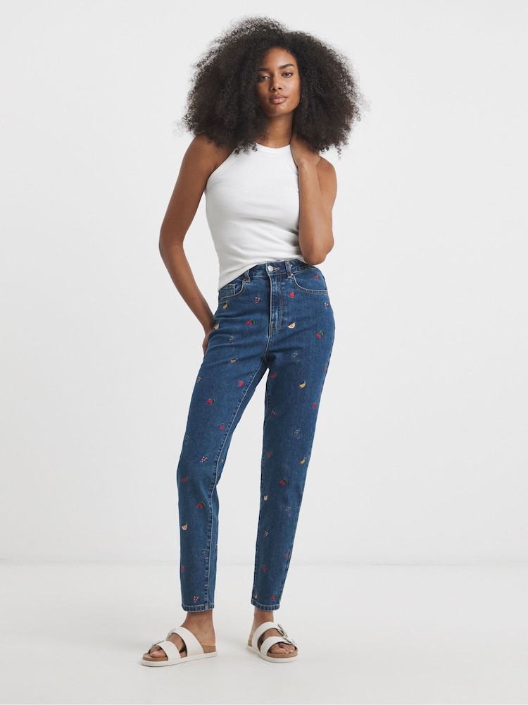 Simply Be Mom Fruit Salad Embroidered Loose Jeans - Bild 4 von 4
