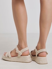 Simply Be Natural Wide Fit Two Part Espadrille Flatform Sandals - Image 2 of 4