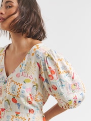 Simply Be Cream Button Through Midi Dress - Image 4 of 4