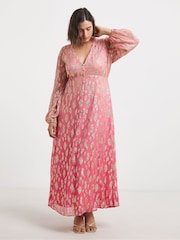 Simply Be Pink Ombre Jacquard Maxi Dress - Image 1 of 4