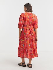 Simply Be Orange Crinkle Wrap Midi Dress - Image 2 of 4