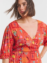 Simply Be Orange Crinkle Wrap Midi Dress - Image 4 of 4