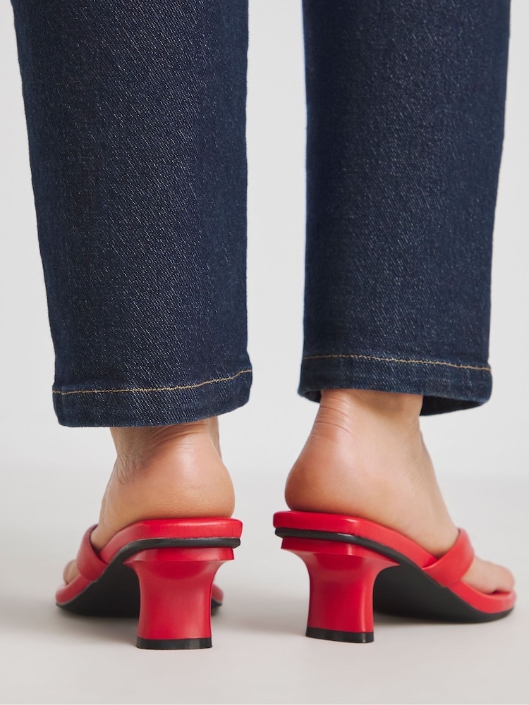 Simply Be Red Wide Fit Toe Post Kitten Heels - Image 2 of 4