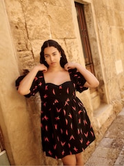 Simply Be Black Poplin Skater 100% Cotton Dress - Image 1 of 4