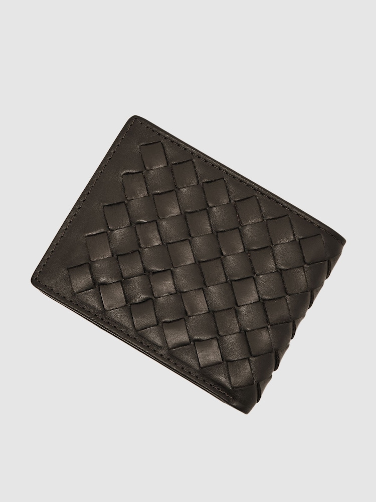 Reiss Dark Brown Elton Leather Large Lattice-Effect Wallet - Image 2 of 3 Reiss Dark Brown Elton Leather Large Lattice-Effect Wallet - Image 2 of 3