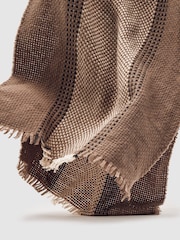 Reiss Taupe Vivienne Wool-Cashmere Textured Scarf - Image 5 of 5