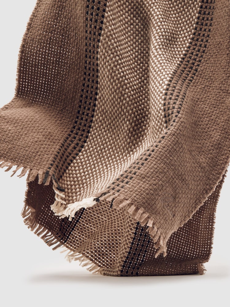 Reiss Taupe Vivienne Wool-Cashmere Textured Scarf - Image 5 of 5 Reiss Taupe Vivienne Wool-Cashmere Textured Scarf - Image 5 of 5