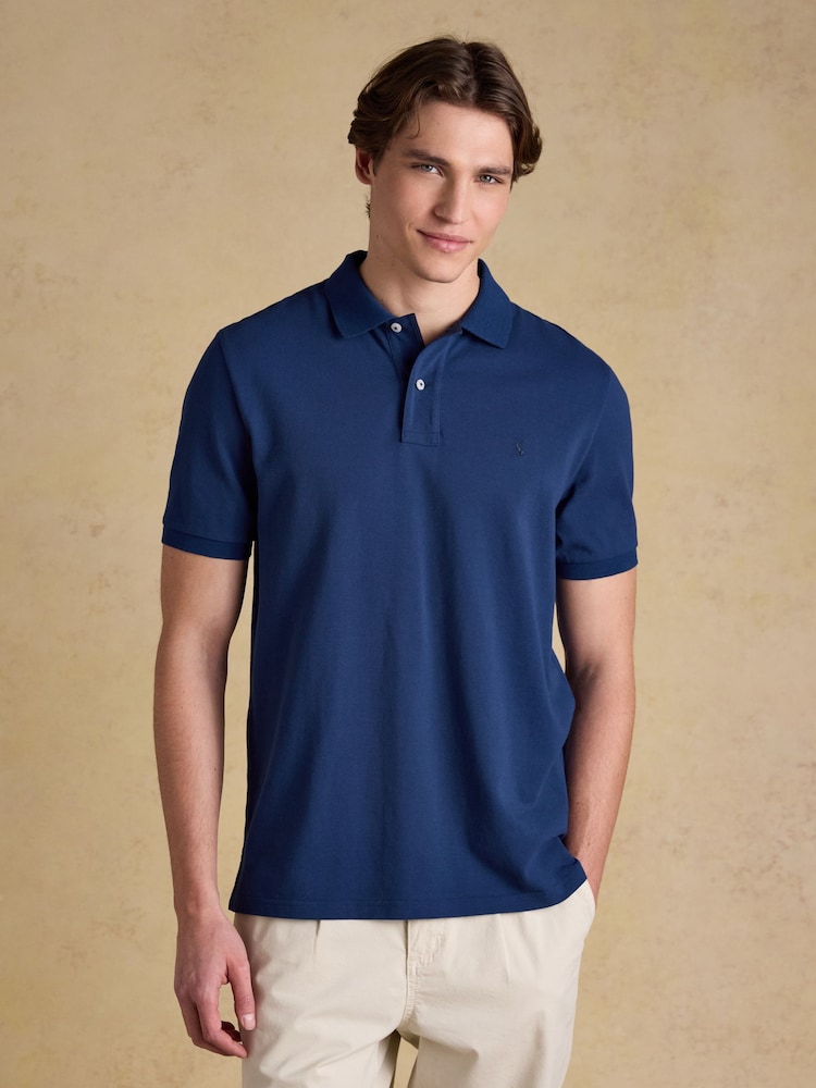 Joules Woody Dark Blue Cotton Pique Polo Shirt - Image 1 of 9 Joules Woody Dark Blue Cotton Pique Polo Shirt - Image 1 of 9