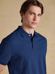 Joules Woody Dark Blue Cotton Pique Polo Shirt - Image 4 of 9