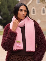 Love & Roses Pink Scallop Trim Ribbed Scarf - Image 1 of 5