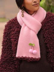 Love & Roses Pink Scallop Trim Ribbed Scarf - Image 2 of 5