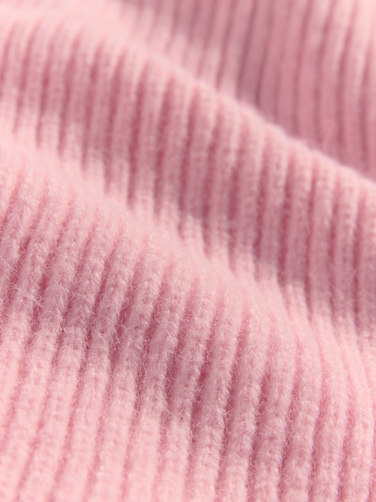 Love & Roses Pink Scallop Trim Ribbed Scarf - Image 5 of 5