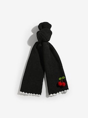 Love & Roses Black Scallop Trim Ribbed Scarf - Image 3 of 5