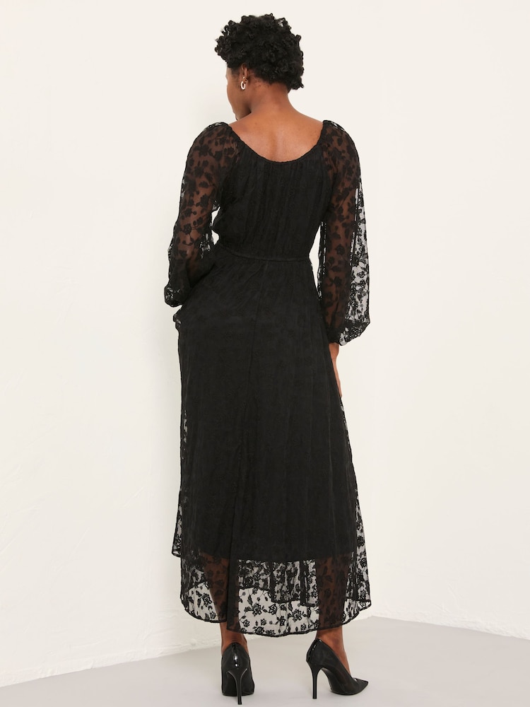 FatFace Maude Black Petite Lace Midi Dress - Image 2 of 6