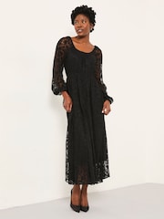 FatFace Maude Black Petite Lace Midi Dress - Image 3 of 6