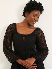 FatFace Maude Black Petite Lace Midi Dress - Image 4 of 6