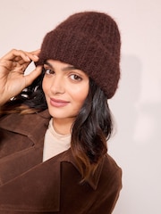 Friends Like These Chocolate Brown Cosy Knitted Beanie Hat - Image 1 of 4