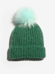 Vihreän ja sinisen kontrasti - Love & Roses -pehmoinen pom-hattu - Kuva 2 / 4