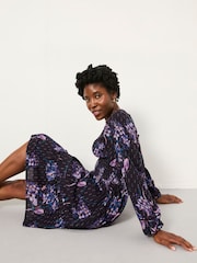 FatFace Pippa Dark Purple Heritage Floral Petite Dress - Image 5 of 6