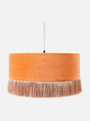 Oliver Bonas Terracotta Ero Velvet & Tassel Drum Pendant Lampshade - Image 1 of 6