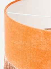Oliver Bonas Terracotta Ero Velvet & Tassel Drum Pendant Lampshade - Image 3 of 6