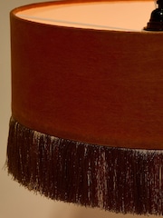 Oliver Bonas Terracotta Ero Velvet & Tassel Drum Pendant Lampshade - Image 6 of 6